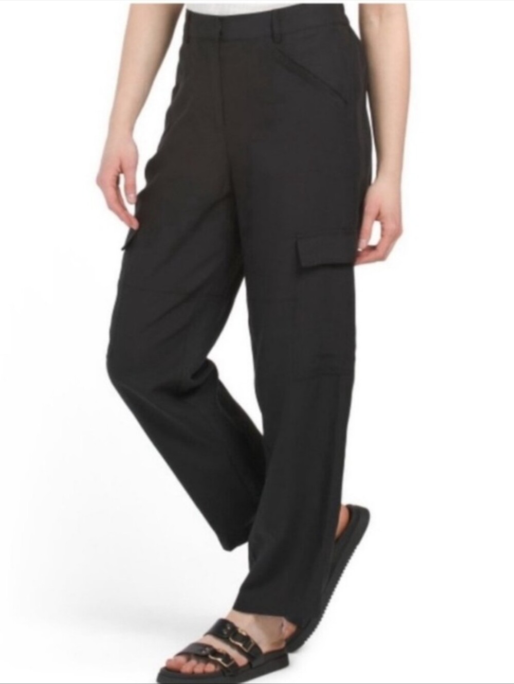 Kobi Halperin Tencel/Linen Blend Denny Cargo Straight Leg Pants S Black